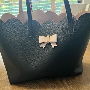 Black leather large tote.